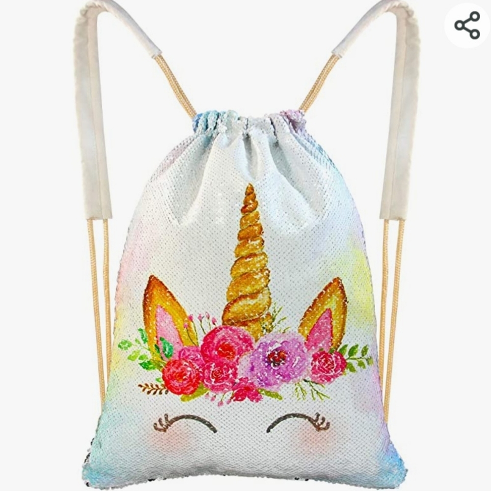 Unicorn Reversible Sequined Drawstring Backpack - Picture 10 of 10
